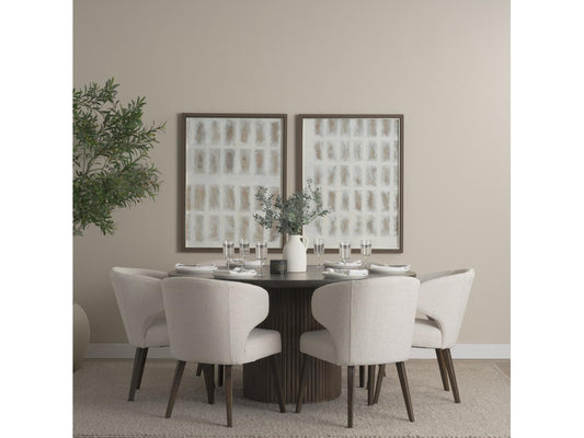 Mercana Terra 60-Inch Round Fluted Dining Table with 6 Niles Wingback Dining Chairs