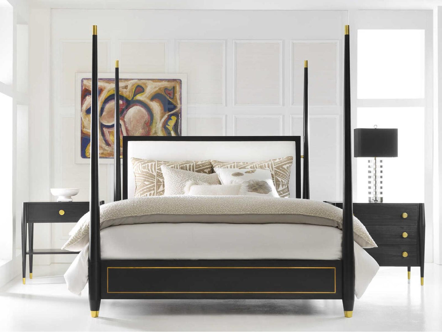 Concourde 3-Drawers Nightstand with Ebony Painted Finish