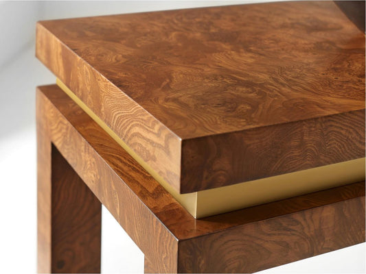 Elysee Rectangular Wood Console Table with Brass Accent