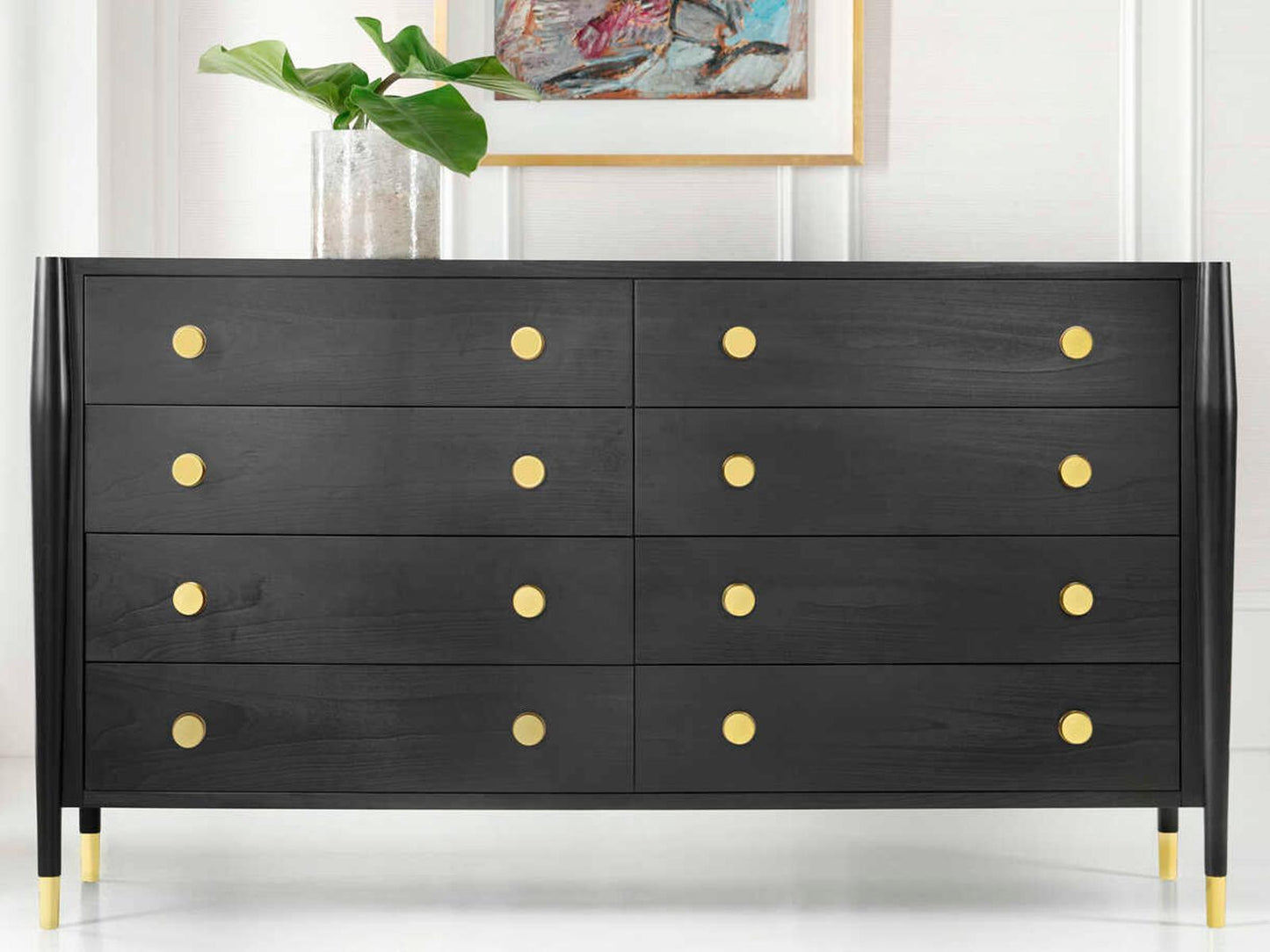 Concourde 6-Drawer Double Dresser in Ashe Veneer with Brass Accents