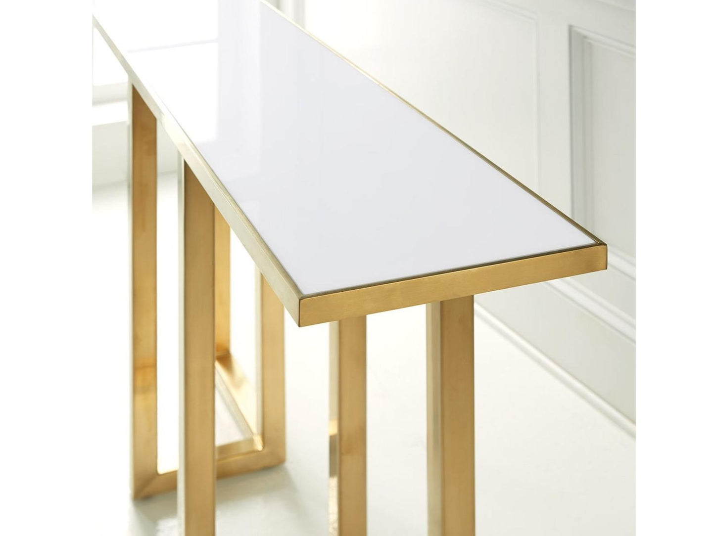 MHX Rectangular Console Table Acrylic Top Satin Brass Finish