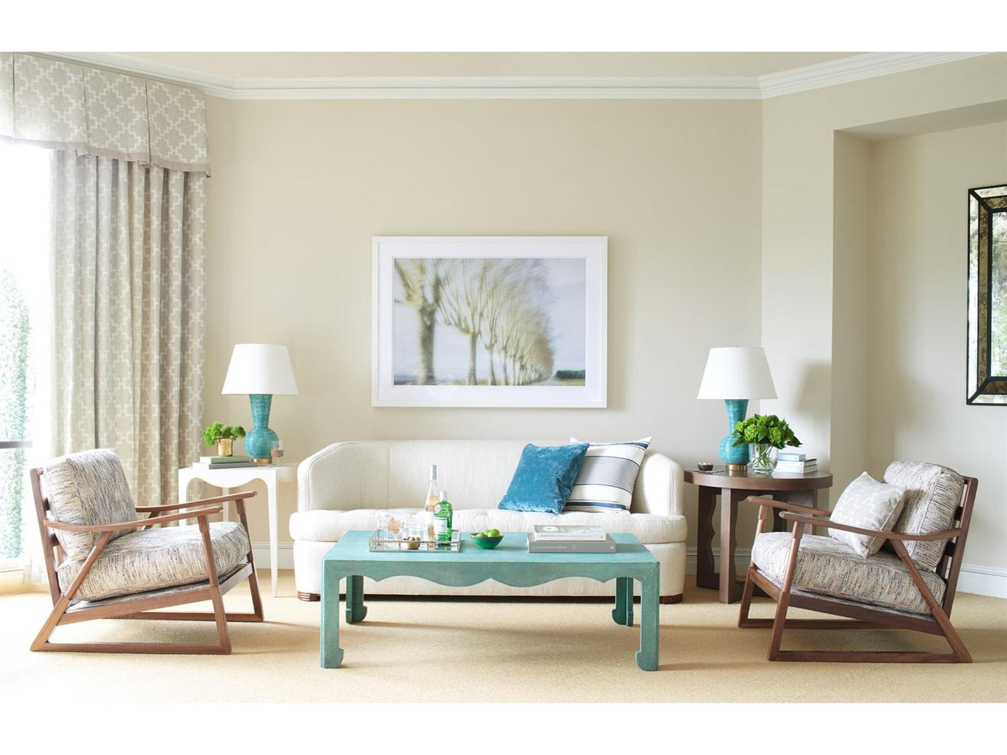 Cyma Round Wood End Table with Sculptural Base
