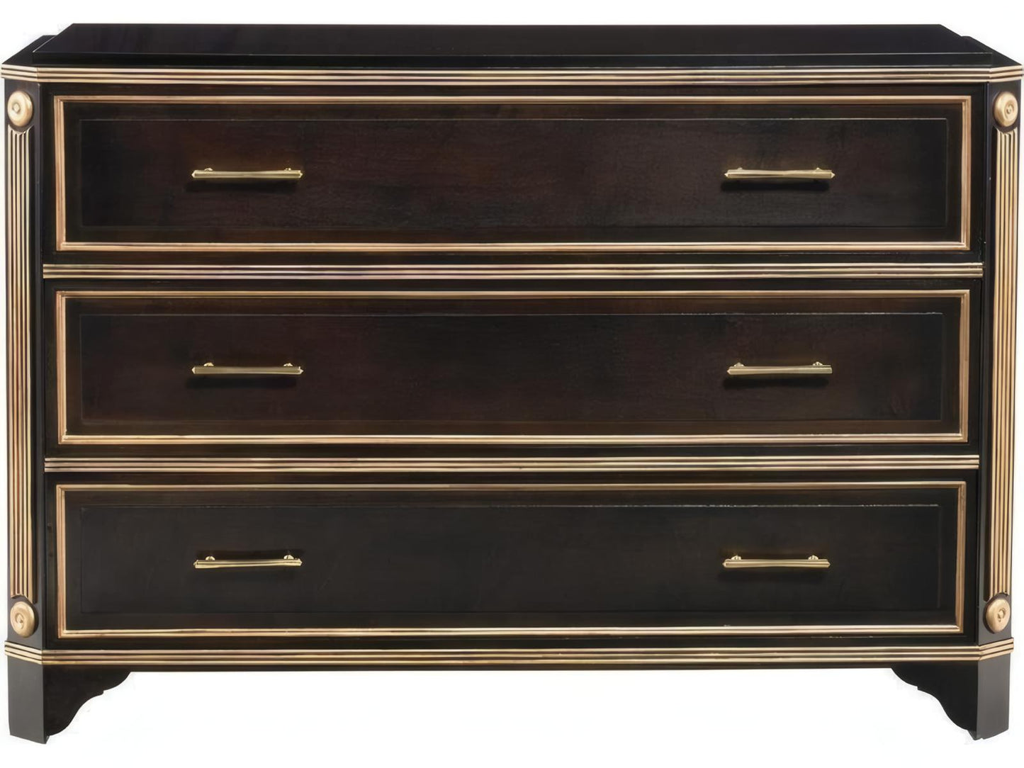 Directoire 3-Drawer Wood Dresser with Brass Hardware