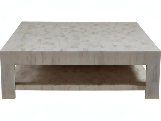 Matterhorn Square Wood Bone Coffee Table in Bone Finish