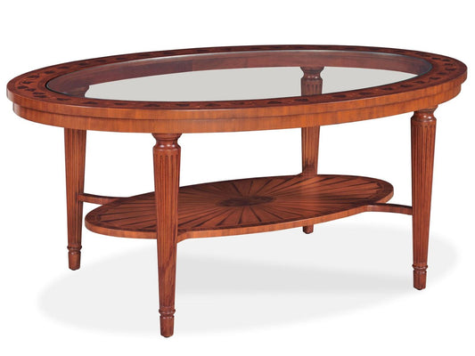 Marquetry Oval Coffee Table in Aged Regency Finish