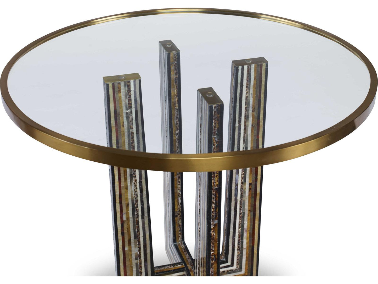 Maya Round Glass Soft Cast Brass End Table