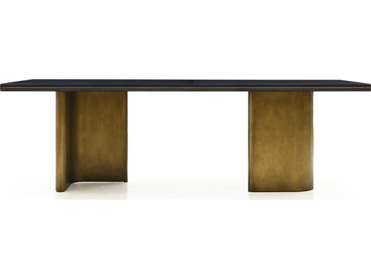 Elvira Starburst 96-Inch Rectangle Dining Table in Navy Blue and Brass