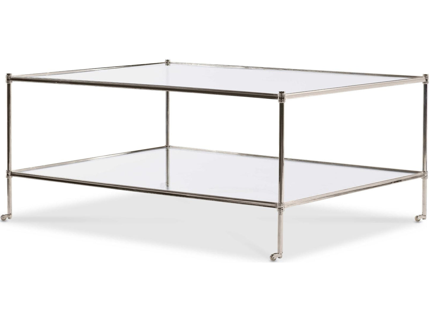Nova Rectangular Coffee Table in Polished Nickel and Glass