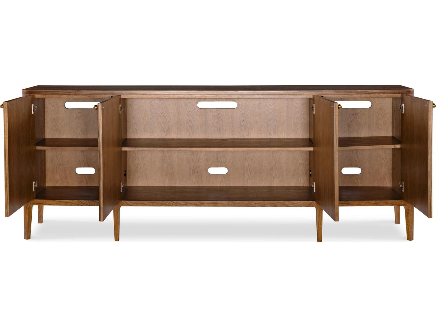 Paladin 90-Inch Rectangle Sideboard in Paldao Wood with Brass Knobs