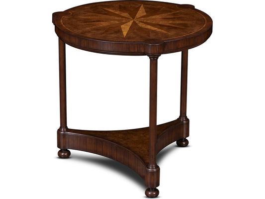 Maitland-Smith Cameron Round Wood End Table with Inlaid Starburst Top