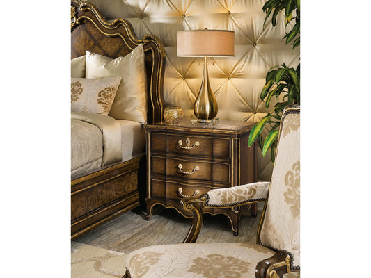 Aria 3-Drawer Nightstand in Mahogany with Polished Madeira Marble Top