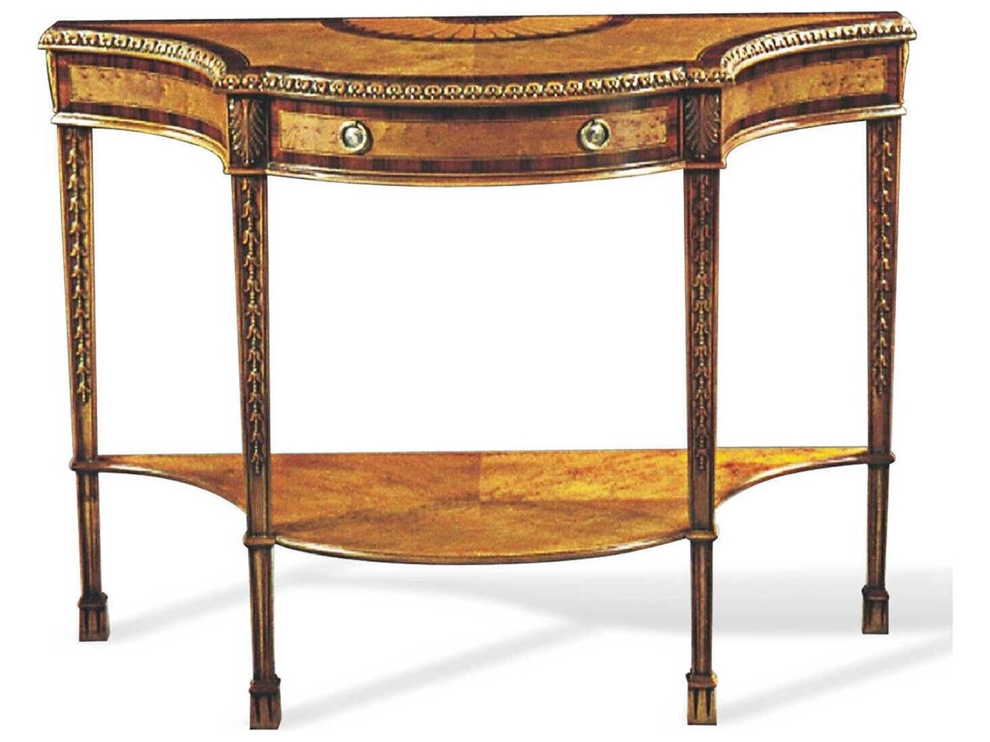 Genteel Wood Birdseye Maple Console Table with Drawer