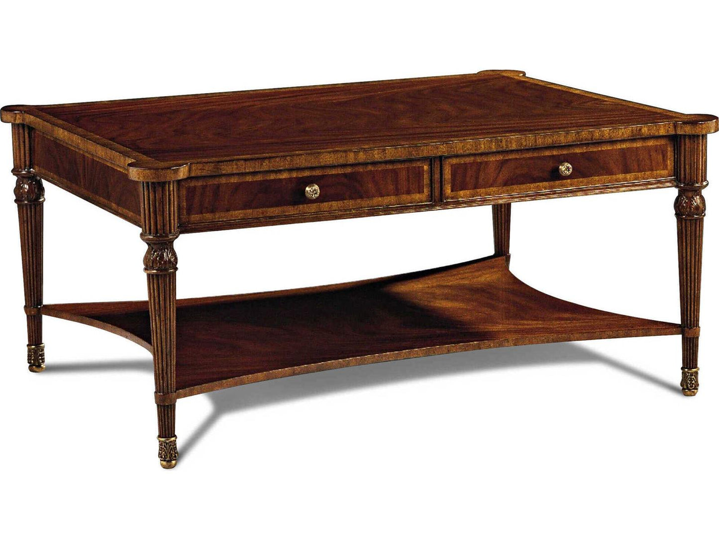 Port Rectangle Coffee Table in Crotch Mahogany and Brass