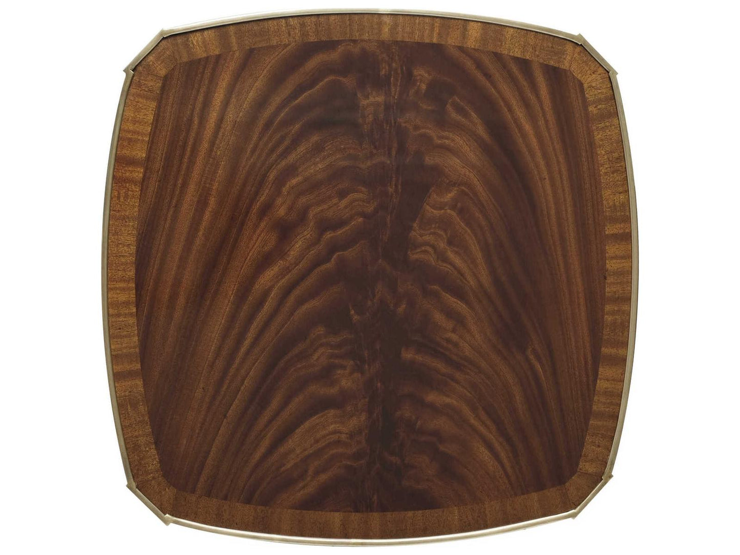 Gallery Square Wood End Table in Mahogany with Brass Accents
