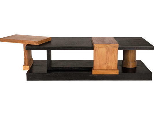 Fleming Rectangular Coffee Table Teak and Mindi Wood Charcoal Black