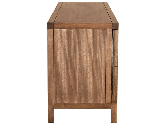 Quadrant 4-Door Sideboard Dark Walnut Wood with Geometric Face