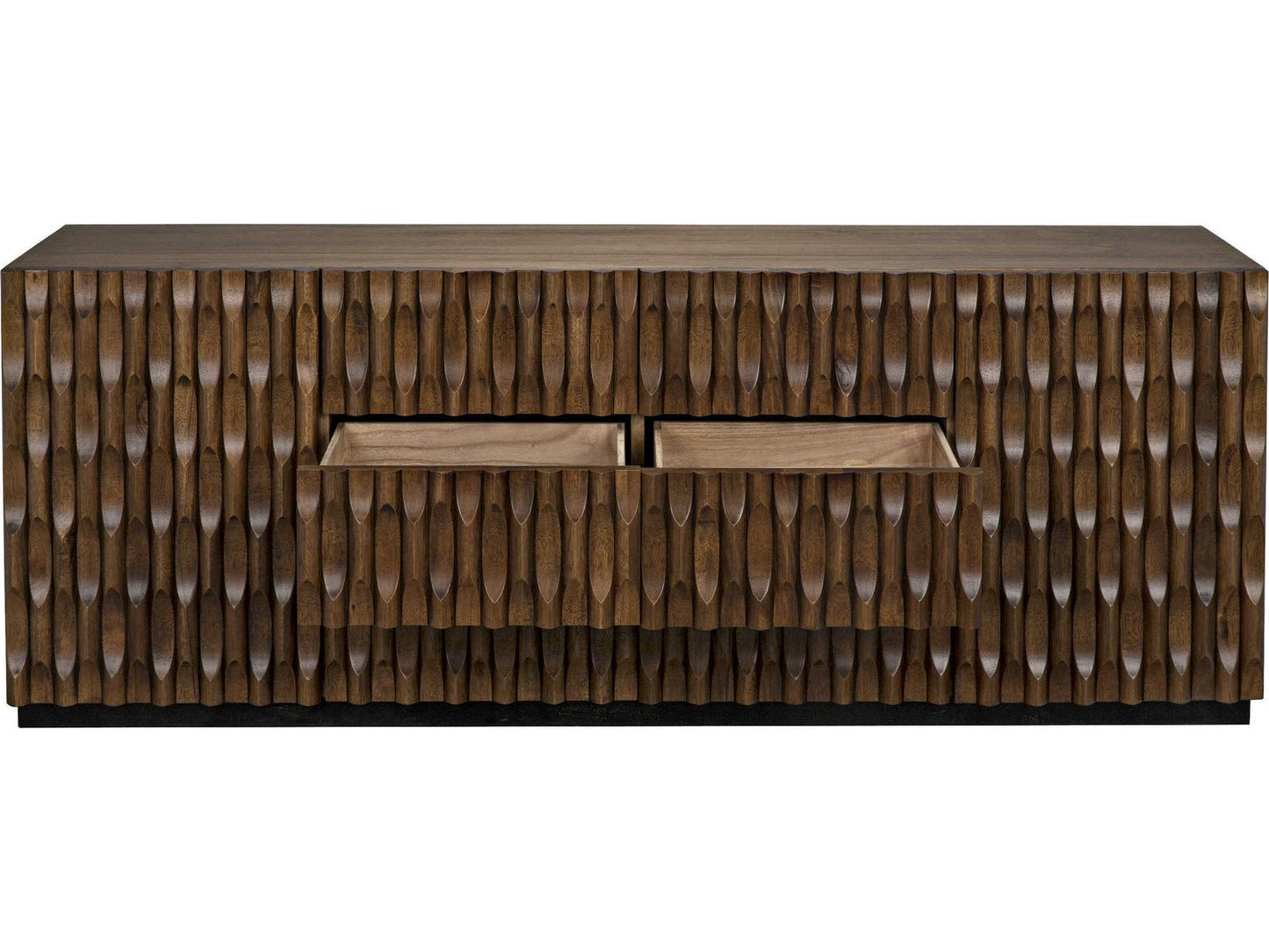 Alameda Large 4-Door Sideboard in Dark Walnut with Hand-Carved Detail