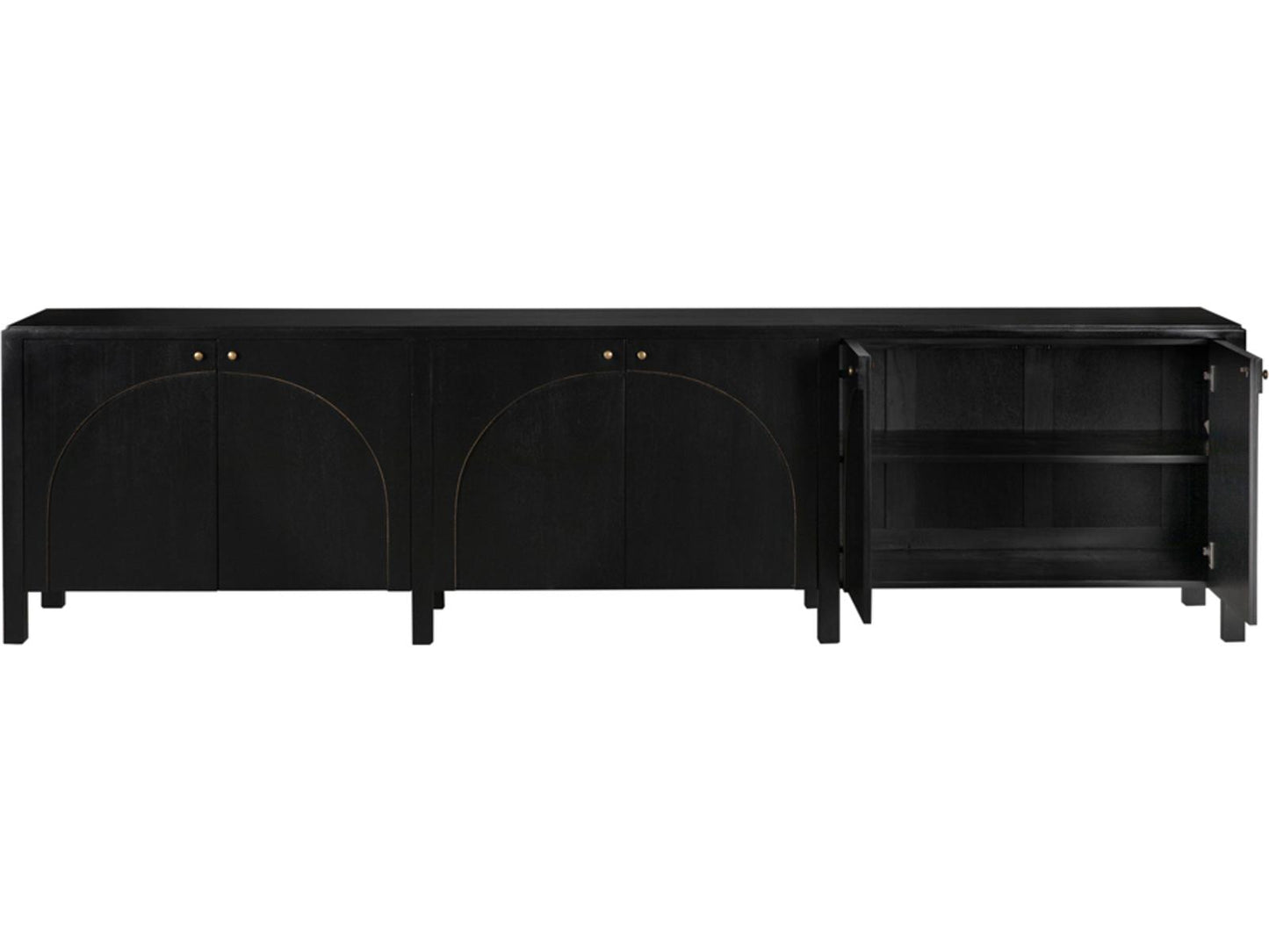 Weston 117-Inch Mahogany Sideboard Hand Rubbed Black with Light Brown Trim