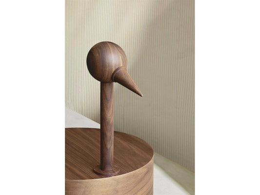 Rara Avis Round End Table in Walnut with Rosso Levanto Marble Base
