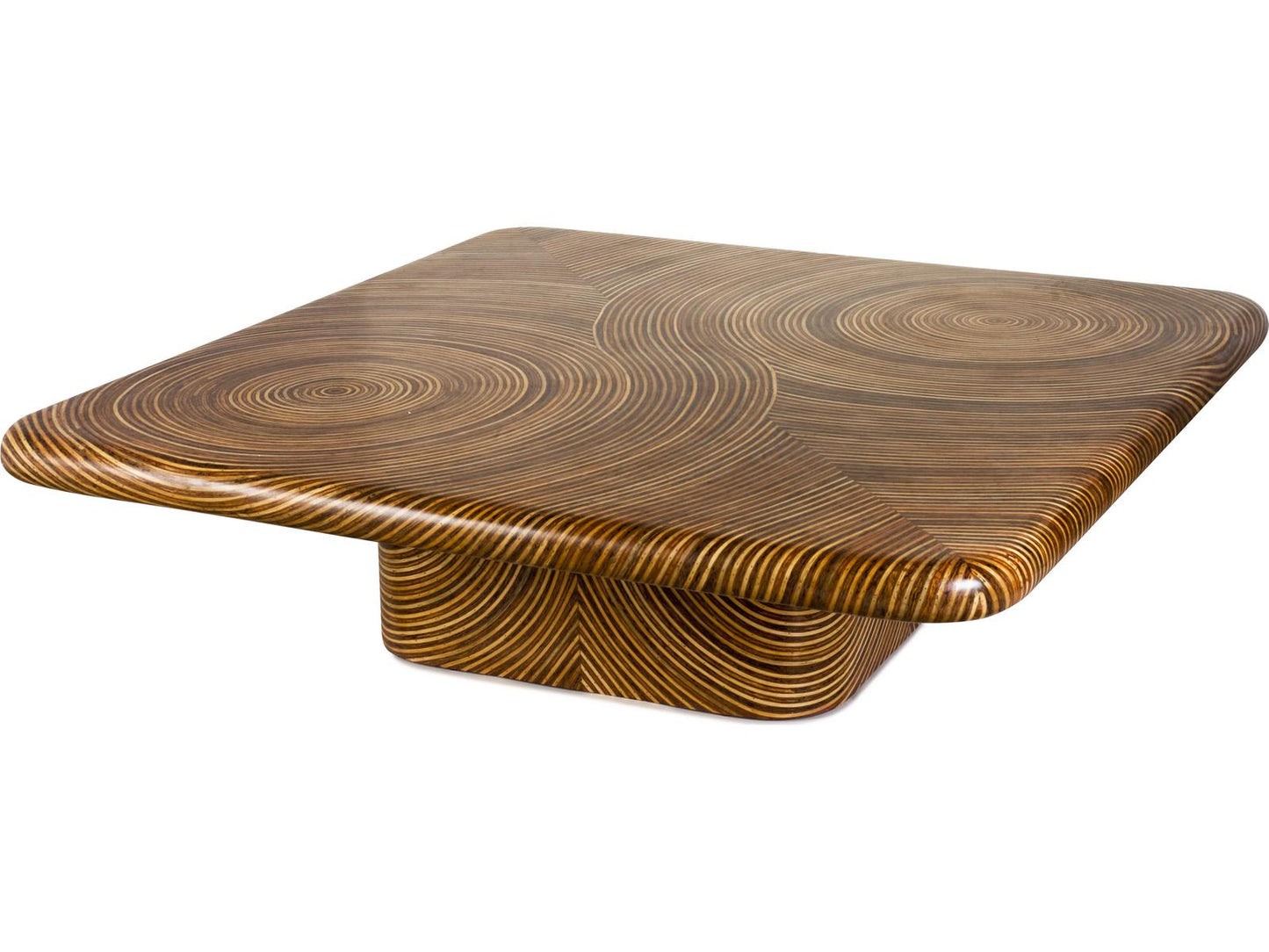 Showtime Square Coffee Table Rattan and Resin Light Brown