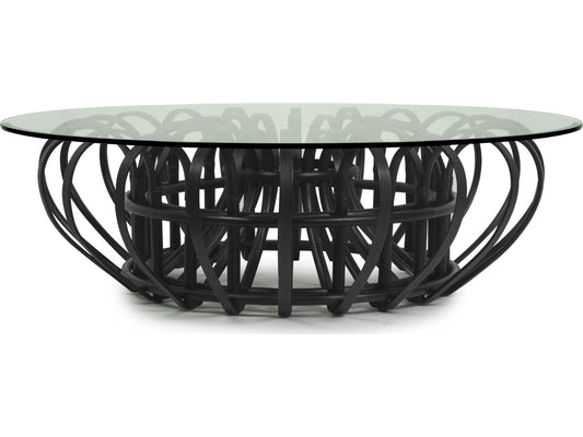 Aiden Round Glass Black Coffee Table