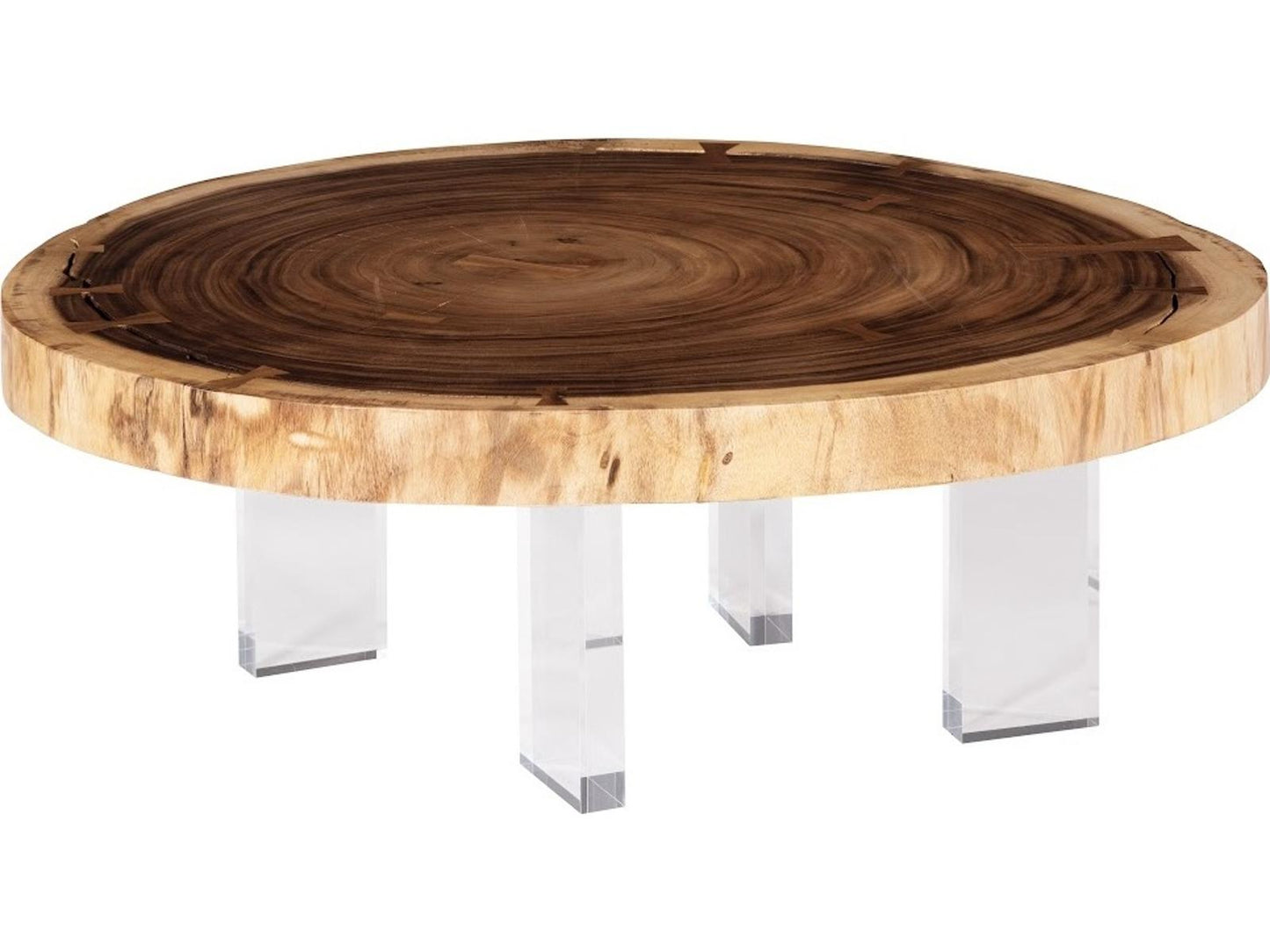 Floating Coffee Table with Chamcha Wood Top and Acrylic Legs in Natural