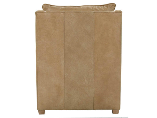 Kara Brown Leather Accent Chair with Track Arms