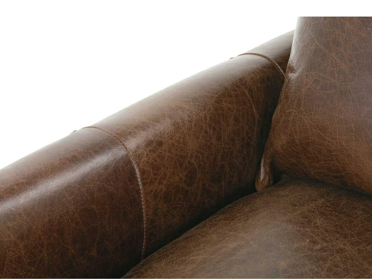 Lilah Brown Leather Accent Chair with Track Arms and Loose Back