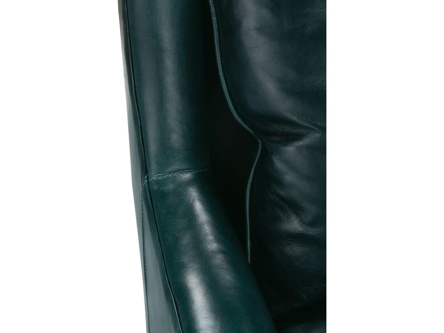 Lyra Green Leather Accent Chair with Aged Brass Metal Legs