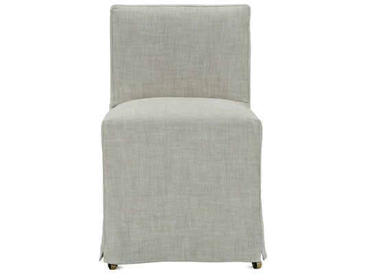Odessa Beige Upholstered Side Dining Chair with Removable Slipcover and Casters
