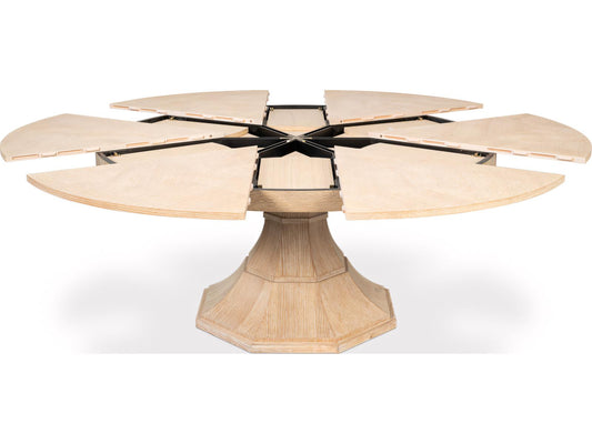 Jupe Round Extendable Dining Table in Bleached Oak