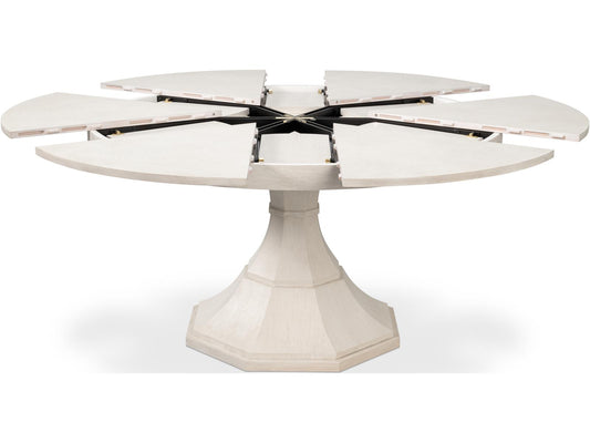 Giselle 55-Inch Round Jupe Dining Table in Working White