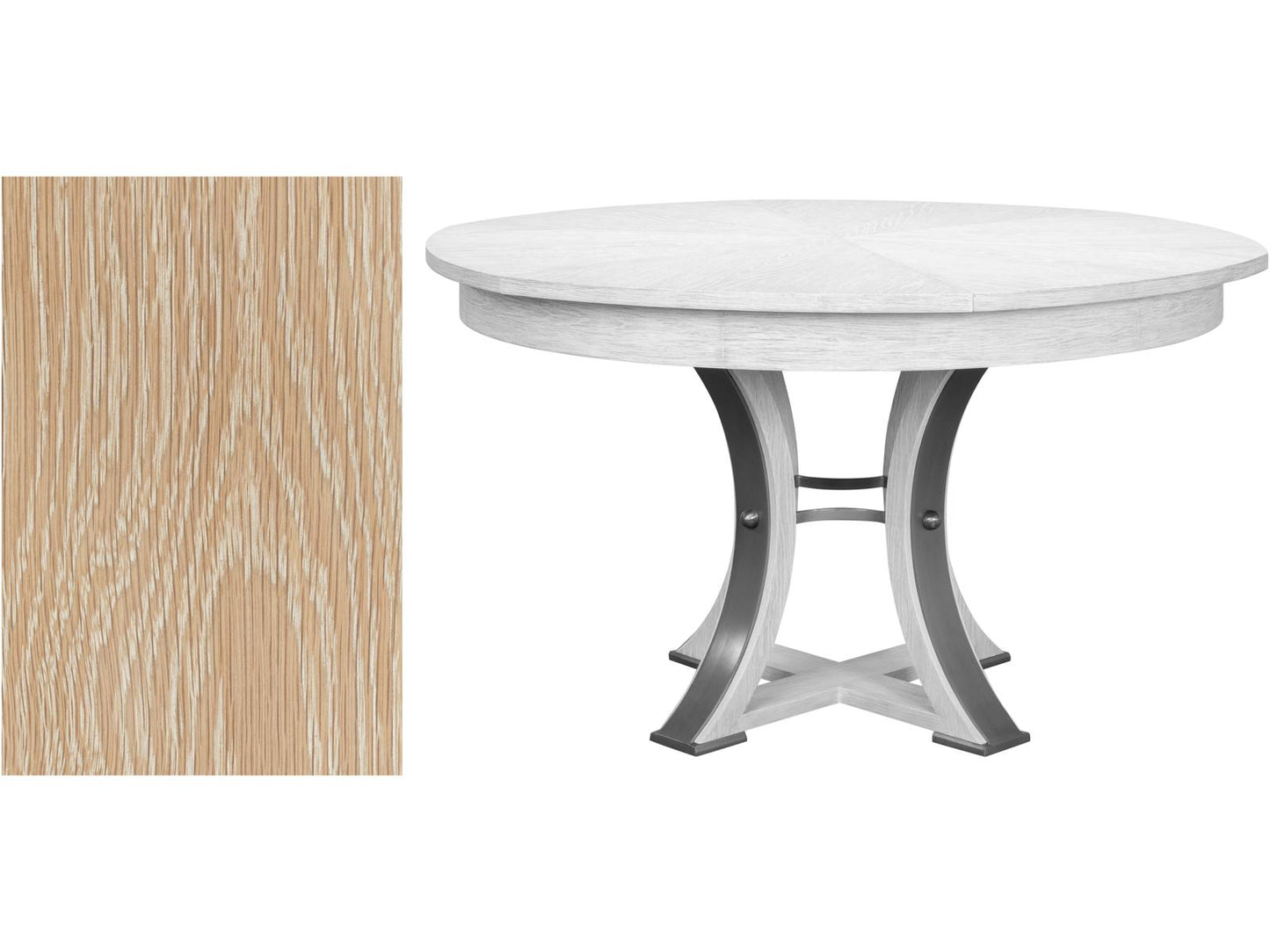 Tower Jupe Round Dining Table Bleached Oak with Expanding Mechanism