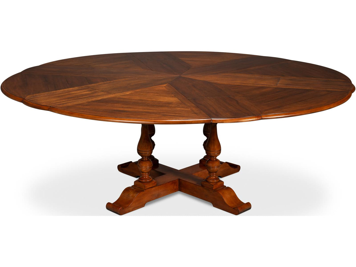 Jupe Round Dining Table in Old World Walnut Finish