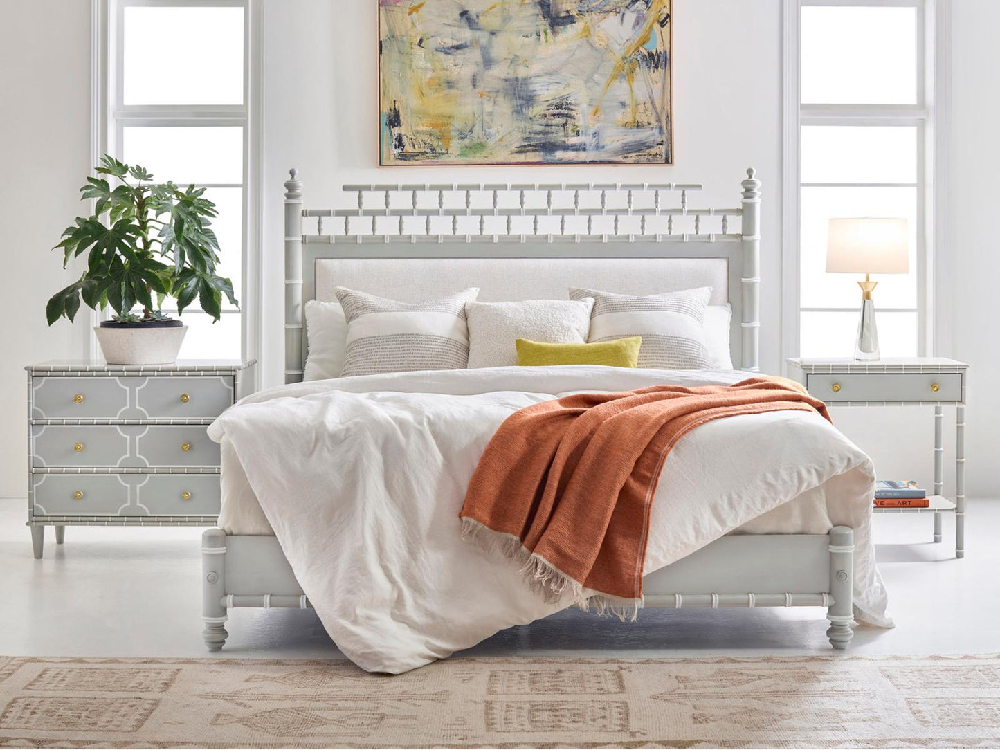 Greenwich 3-Drawer Nightstand in Truffle Gray with Brass Hardware