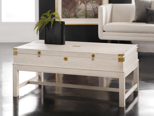 Windward Rectangular Coffee Table in White with Interior Storage