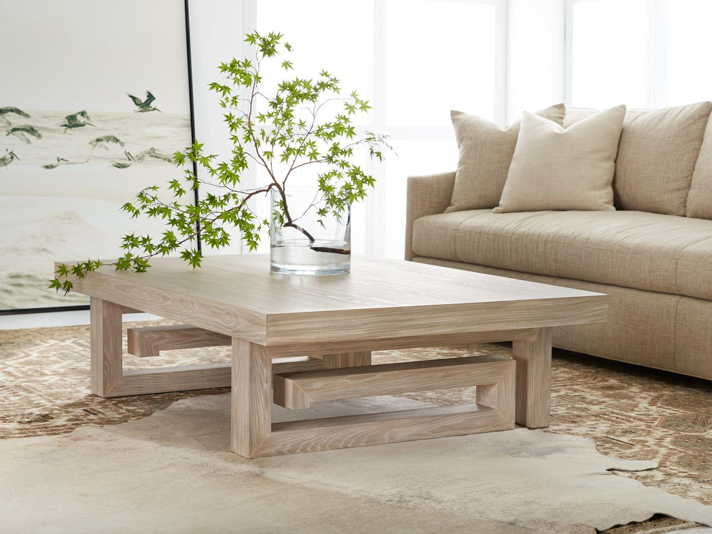 Maui Rectangular Wood Coffee Table with Straight Grain Ash Veneer