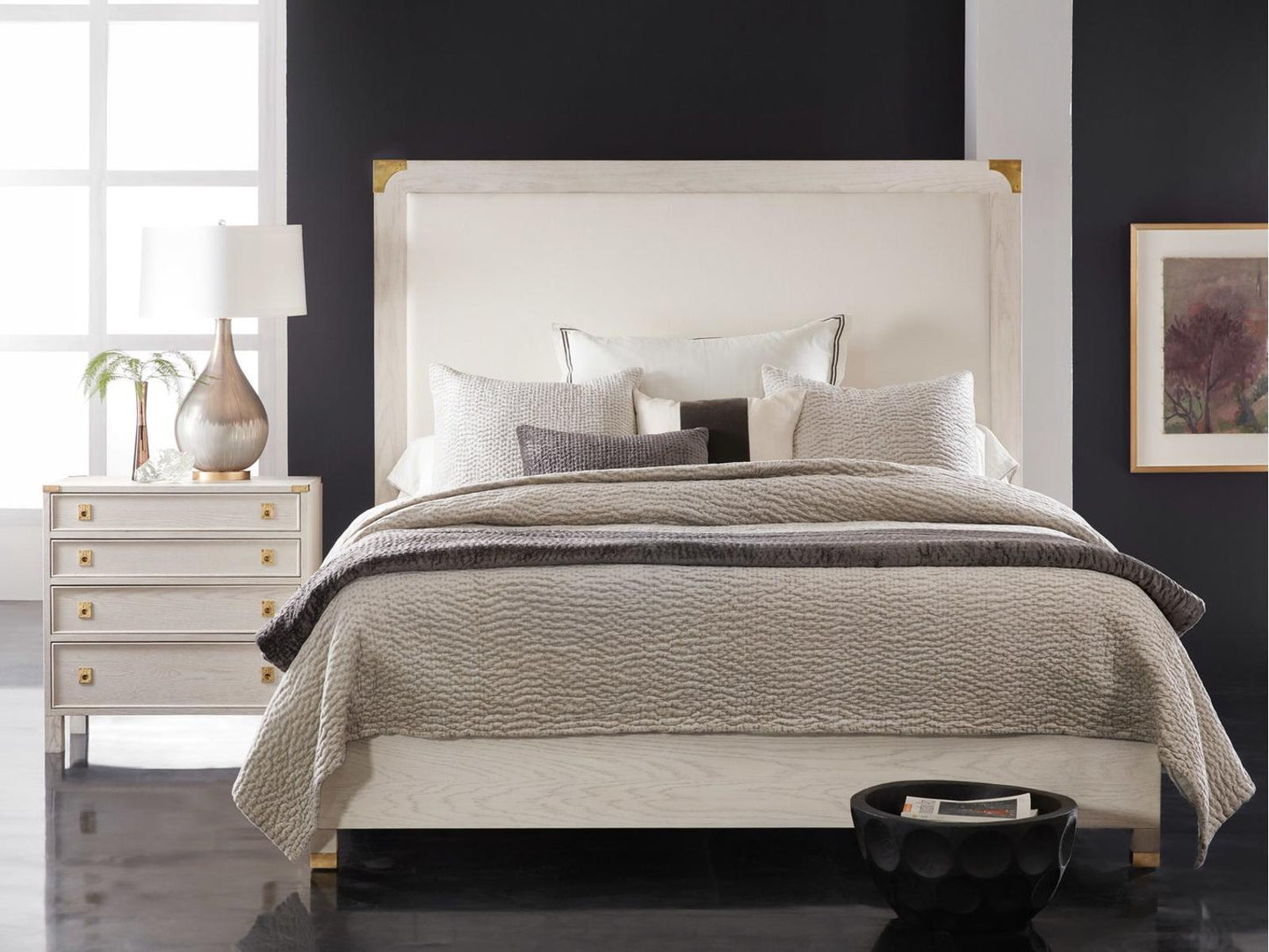 Windward 3-Drawer Nightstand with Antique Brass Hardware