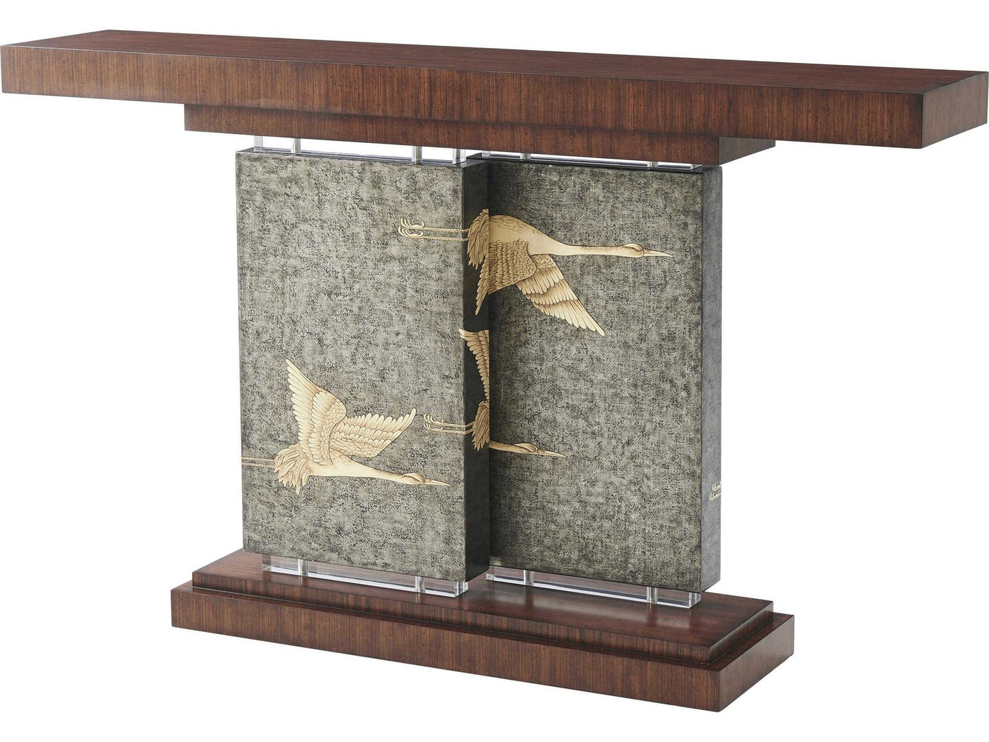 Flight Rectangle Console Table Hyedua Veneer and Pewter