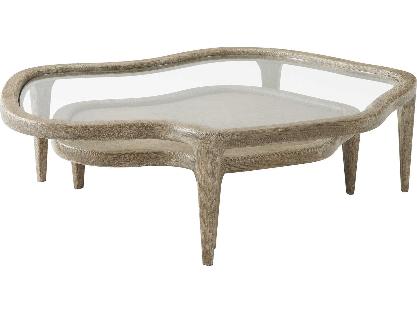 Tide Free-Form Coffee Table Oak and Glass Sandalwood Finish