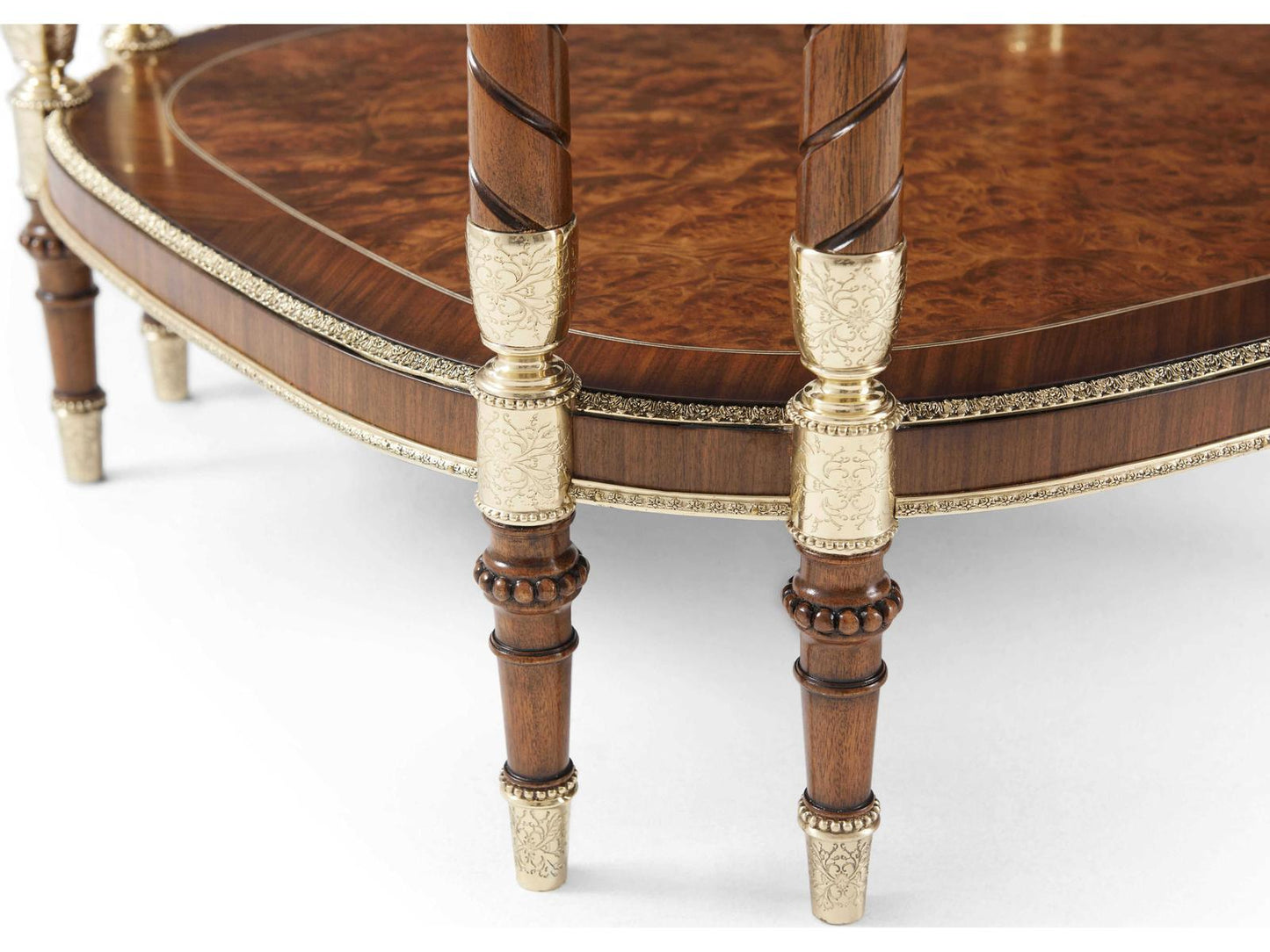 The Timothy Side Table in Golden Madrone Burl and Brass