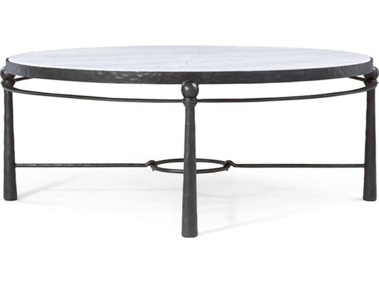 Spencer London Round Metal Cocktail Table with Quartz Top