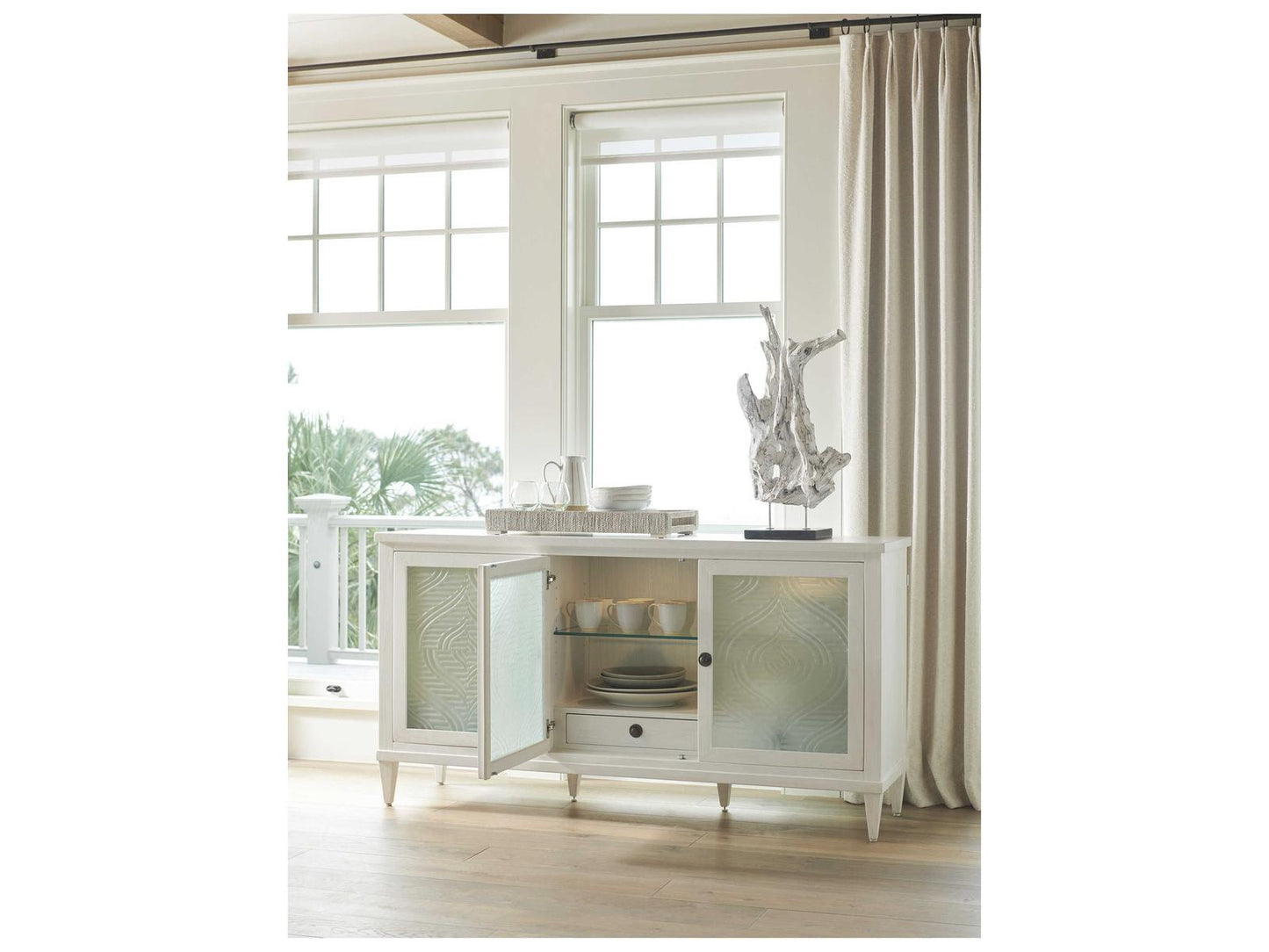 Ocean Breeze Turtle Point Buffet in Shell White and Sea Glass