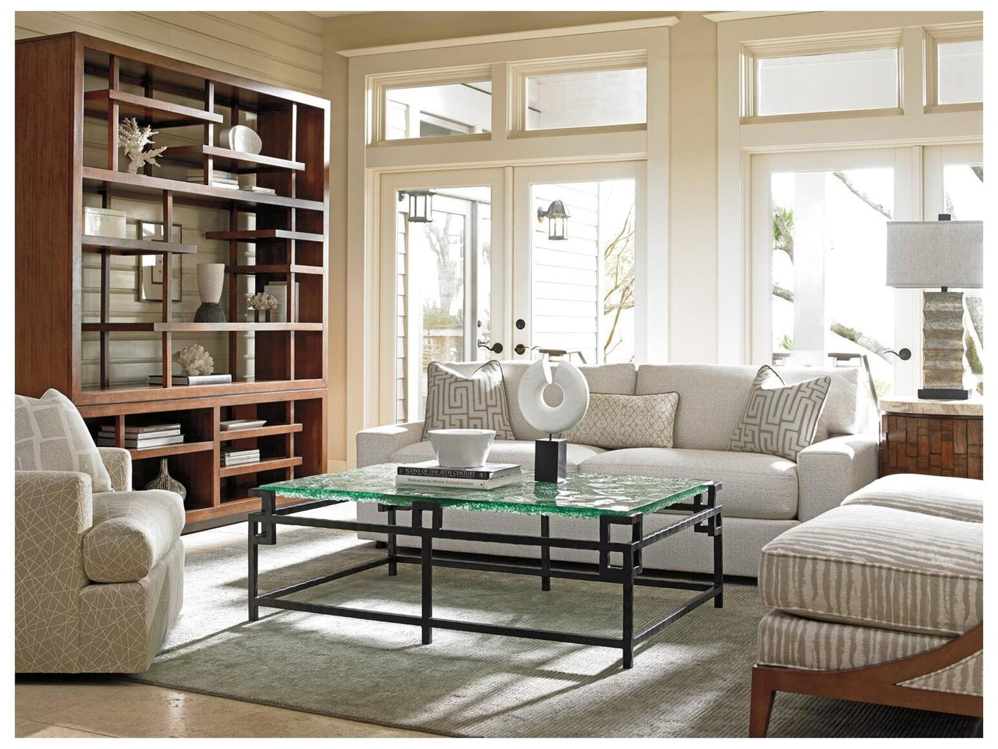 Island Fusion Hermes Reef Rectangle Coffee Table in Black and Glass