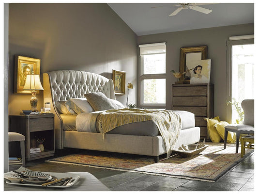 Halston Bed White Upholstered King Panel