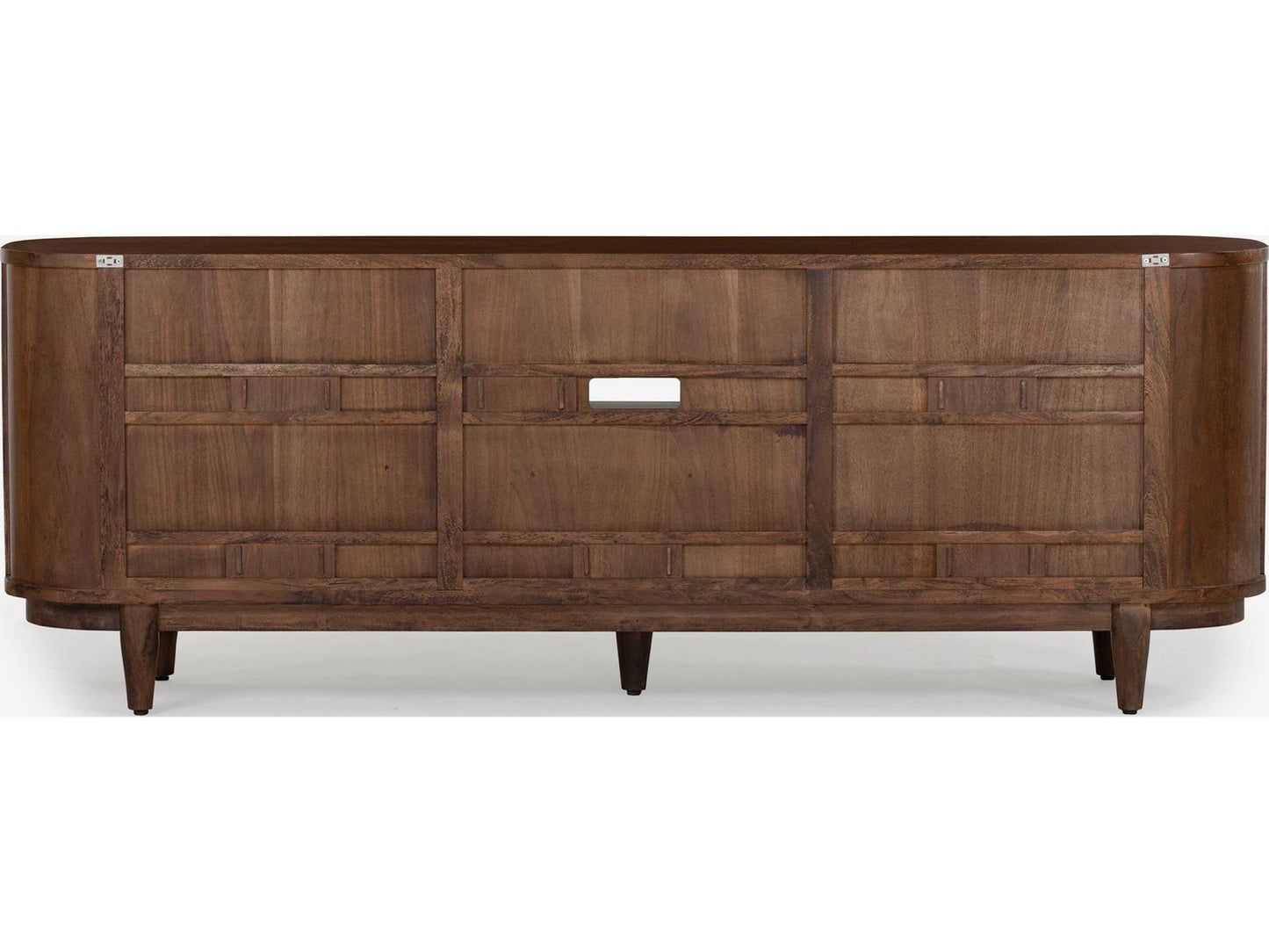 Canggu 84-Inch Media Stand Porto Dark Finish with Woven Cane Doors