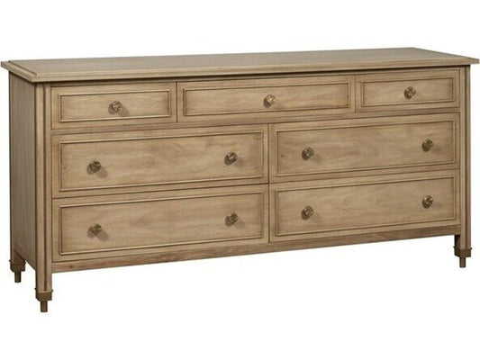 Reflection 7-Drawer Double Dresser in Latte with Brass Hardware