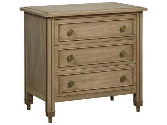 Reflection 3-Drawer Nightstand in Latte with Brass Accents