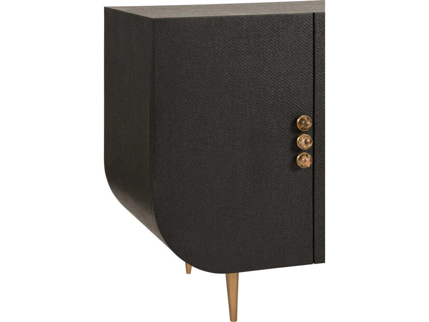 Deluca 4-Door Buffet with Curved Corners in Black Grasscloth