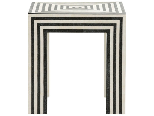 Positano Square Stone Natural Black White End Table